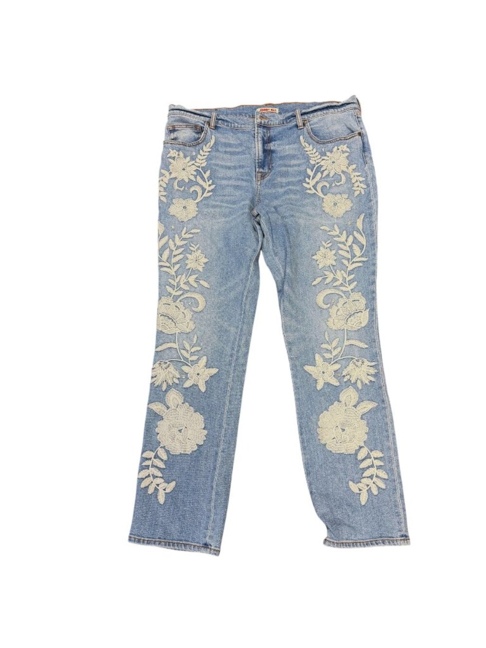 Johnny Was Blue Floral Embroidered Jeans Mid-Rise 16